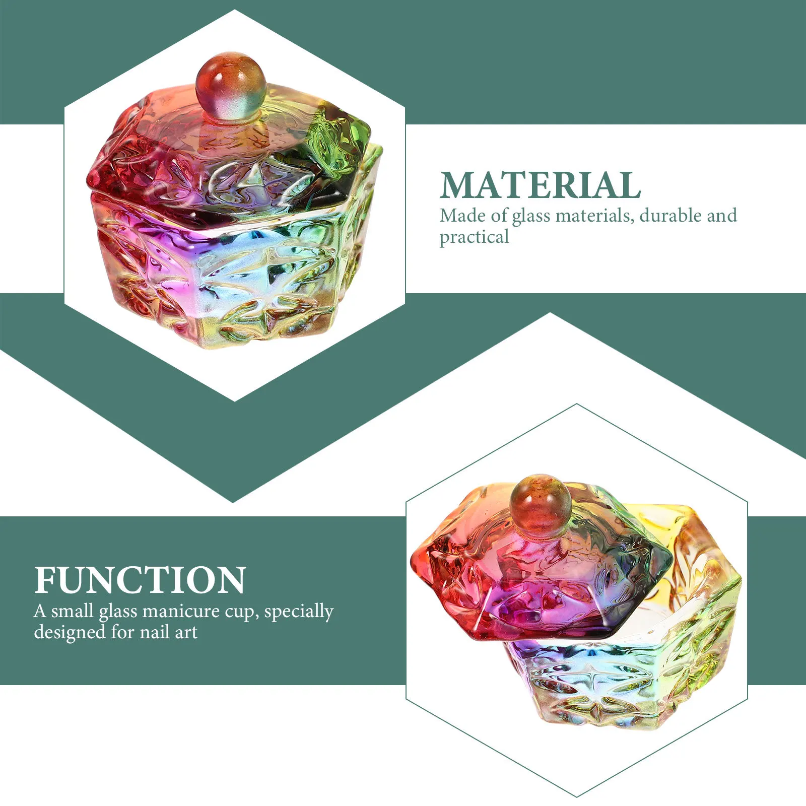 2 stuks glazen kristallen beker voor nail art gebruik premium manicure mengkom met deksel dappenschotel voor acryl vloeibaar poeder dip lade pen