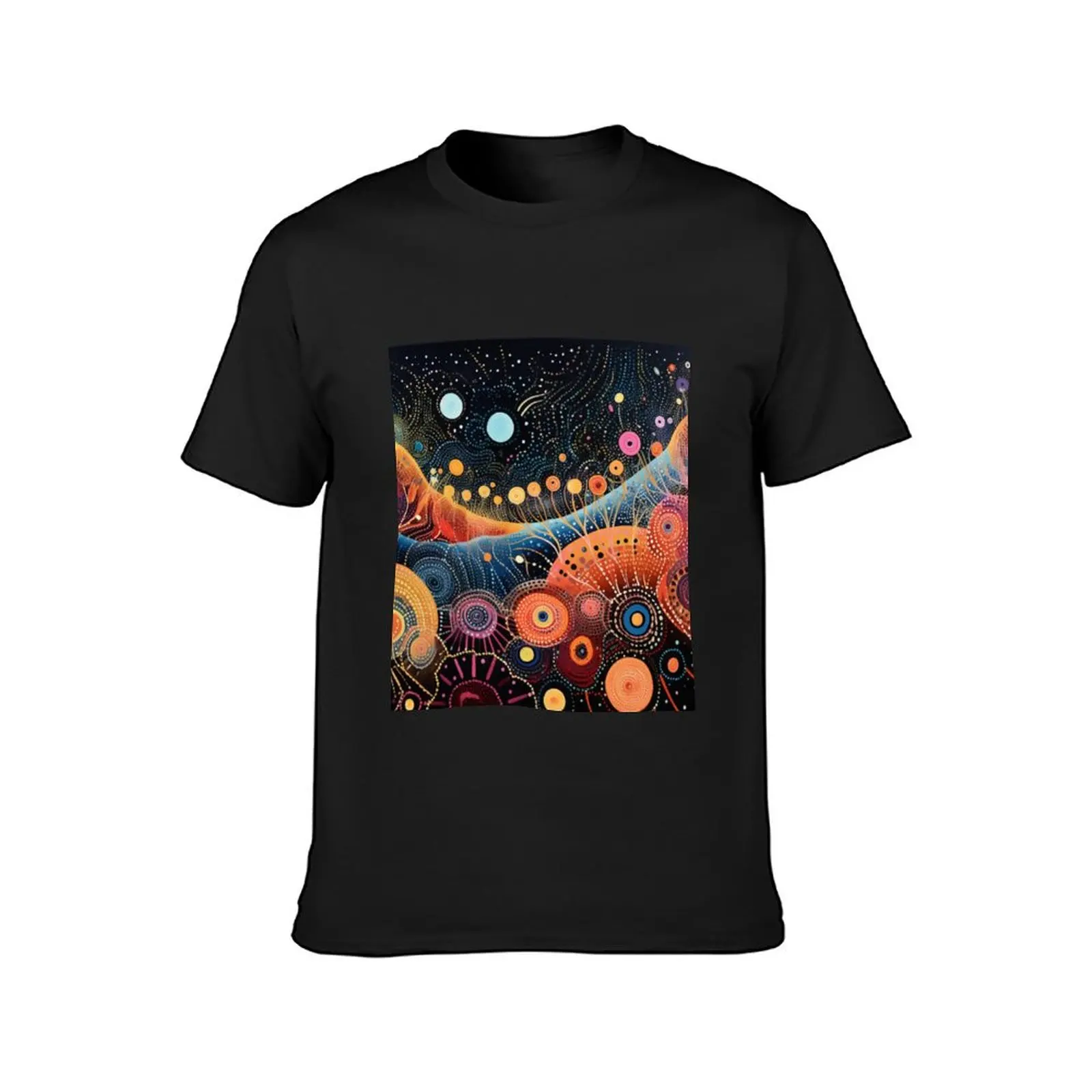 Aboriginal Authentic Art - Galaxy Flowers T-Shirt quick-drying sports fans mens white t shirts