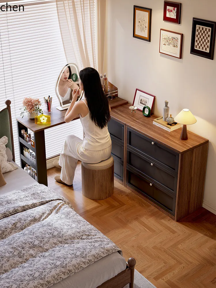 Hxl steel vanity table with drawers - all-in-one bedroom makeup desk with extendable surface