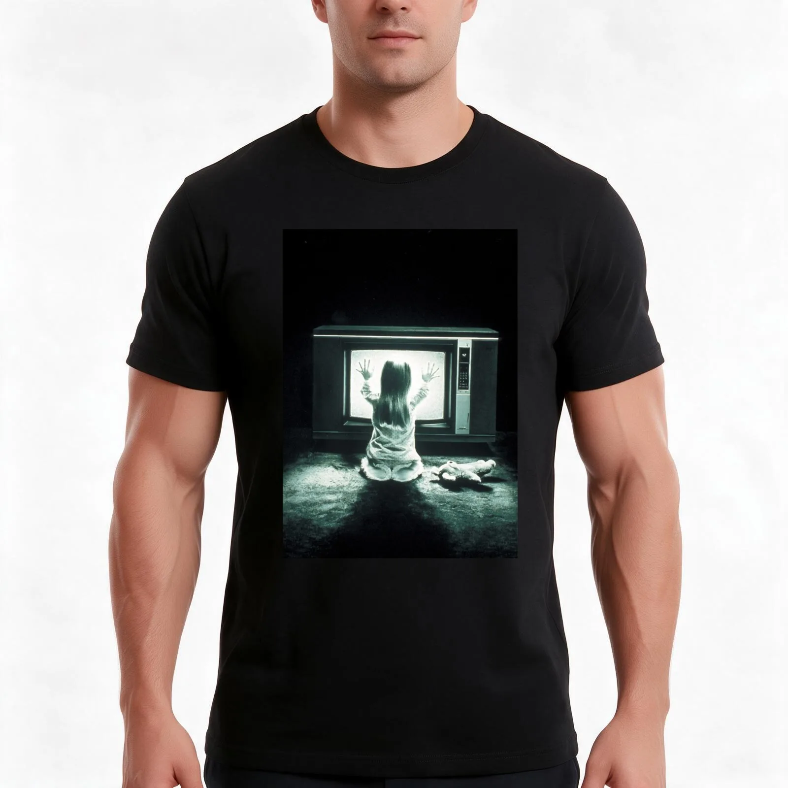 The Poltergeist T-Shirt, Summer Casual Cotton Tee, Oversized Streetwear Tops, Vintage Graphic Print, Loose Fit Short Sleeve