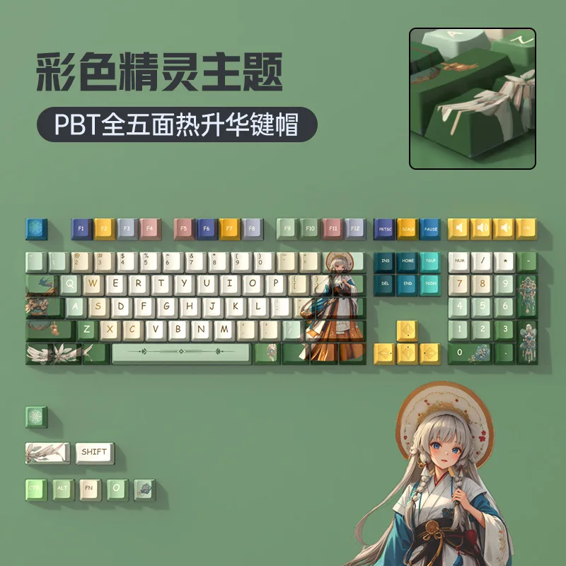 

QBYIPBT sublimation mechanical keyboard keycap green animation theme keycap original high DIY personality creativity