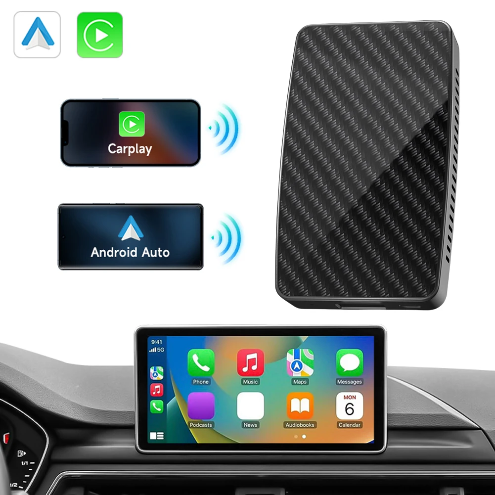 

Wireless CarPlay Android Auto Adapter 2 in 1 Wireless CarPlay Dongle Multimedia Play WiFi for Wired CarPlay Android Auto Cars