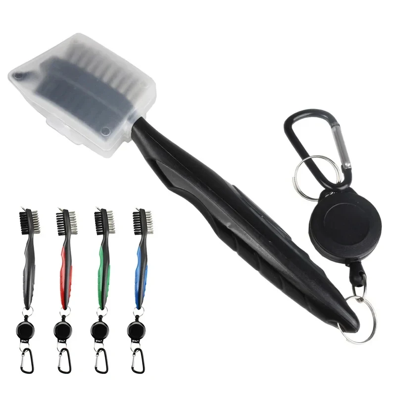 

1/2/4pcs Golf Club Brush Groove Cleaner Retractable Dual Sided Nylon Bristles Aluminum Carabiner Groove Cleaner Groove Tool Kit