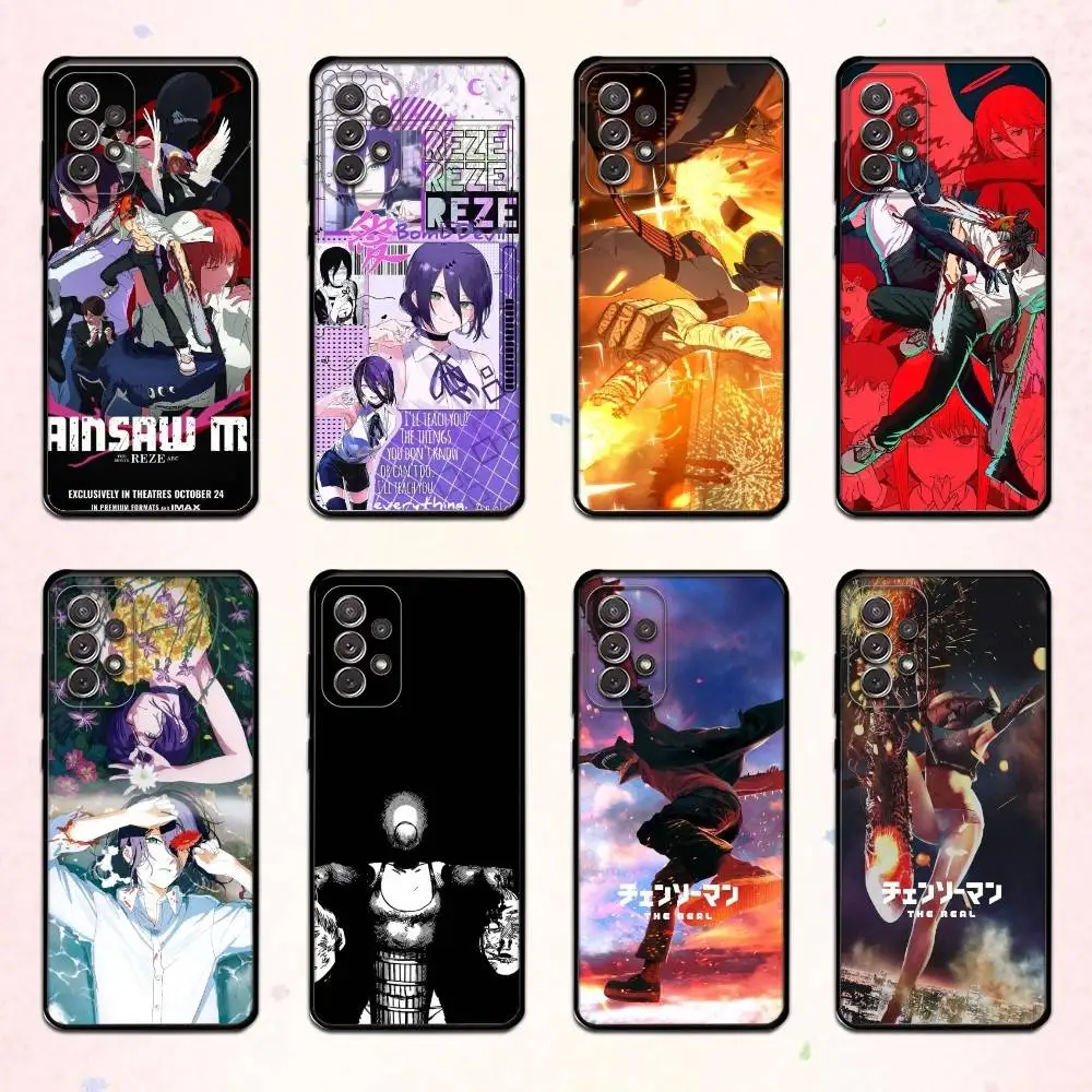 

Чехол для телефона C-Chain-saw Man Reze для Samsung S 25,24,23,22,30,21,10,9,Ultra,Plus,Lite,FE,4,5 G, мягкий черный чехол