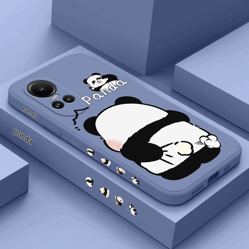 Reno 10 Lovely Panda Silicone Phone Case For OPPO Reno 5 5Pro 8T 8Pro 10 10Pro 10ProPlus 7Z 7Lite 12 12Pro 6 6Z 5F 8 7 Cover