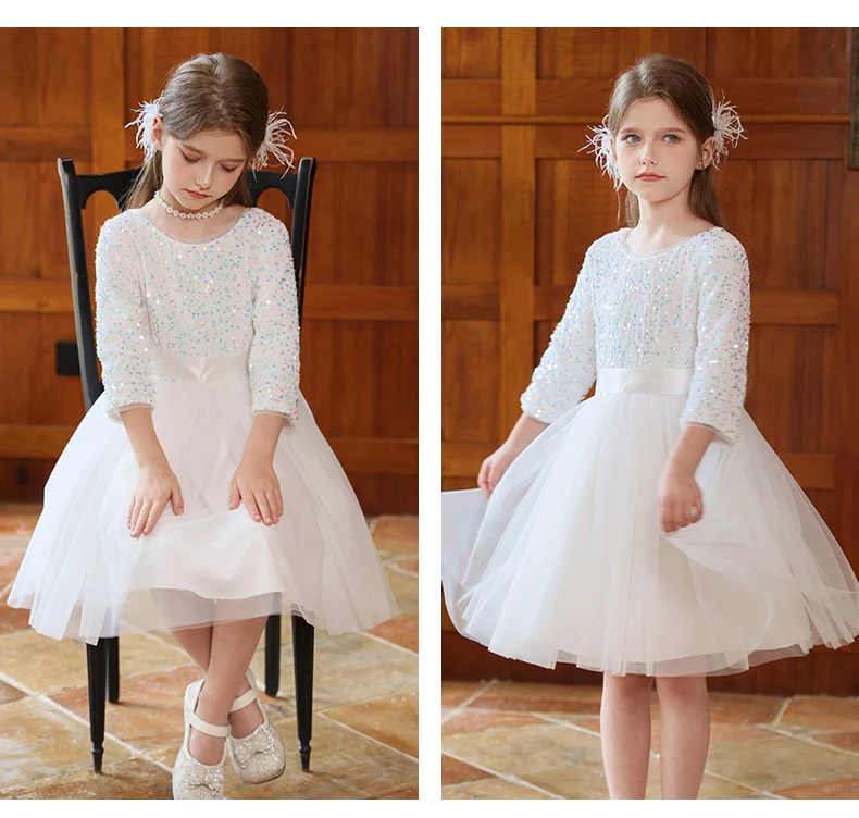 Elegantes Prinzessinnen-Geburtstagskleid für Mädchen, Kinder-Violin-Klavier-Auftrittskleid, Prinzessinnen-Festkleidung mit Pailletten – Detail 11