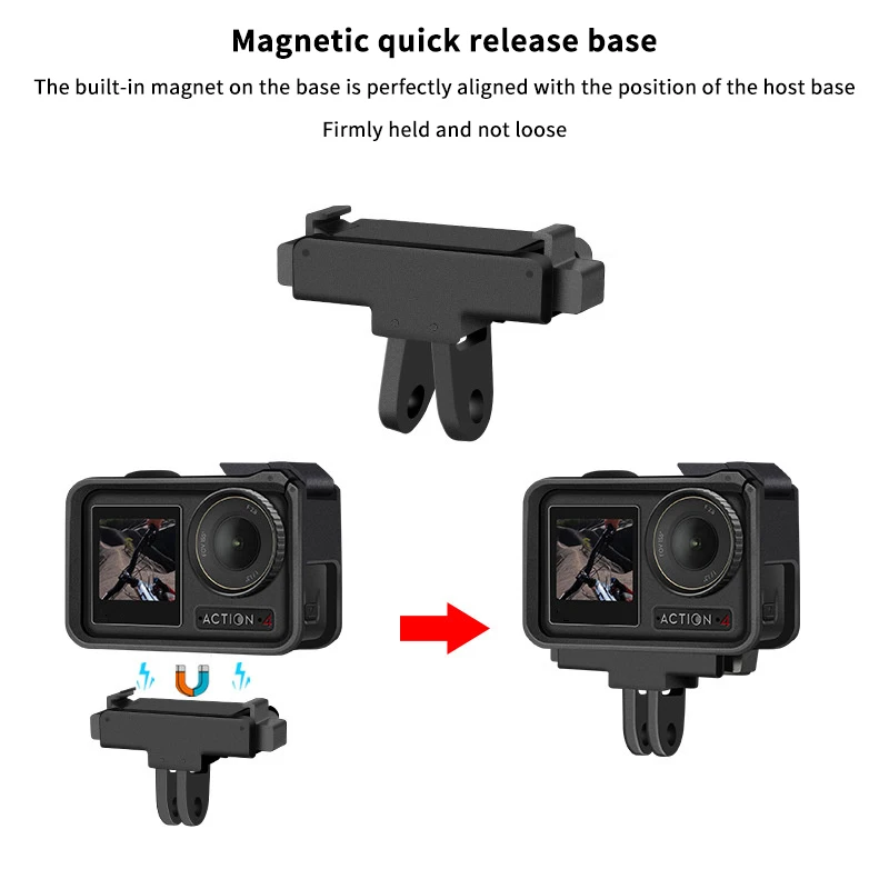 Складной магнитный держатель для спортивной камеры для OSMO Action 5 Pro/4/3, быстроразъемный адаптер, удлинитель, базовое крепление, аксессуары