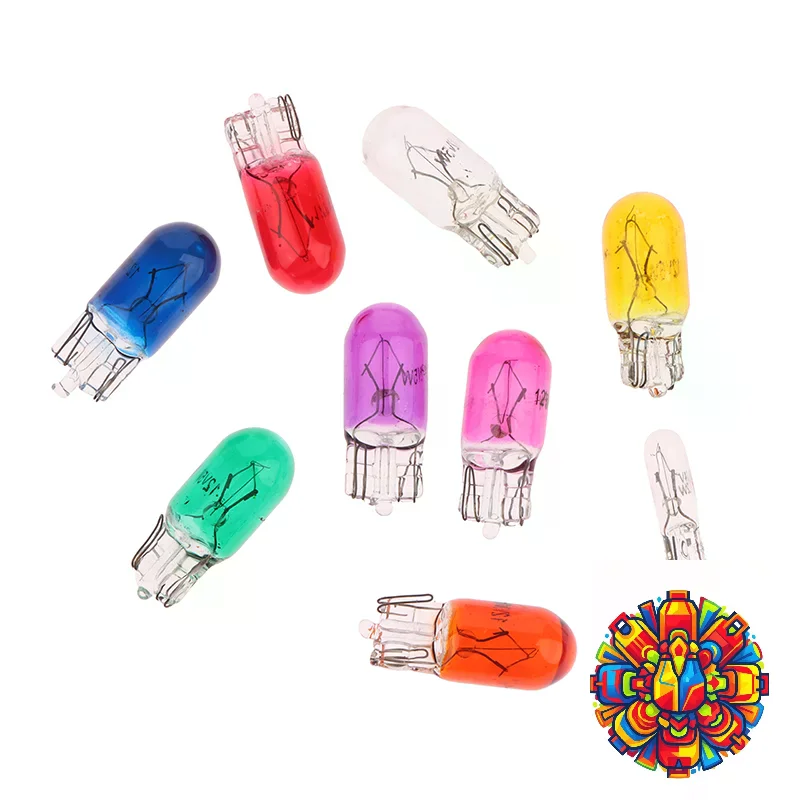10Pcs 24V 1.2W T5 /12V 5W T10 Glass Light Bulb Dashboard Instrument Panel Brake Light Bulbs Headlights Lamp Lights Car Lights
