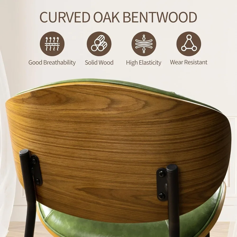 مجموعة كراسي تناول الطعام مكونة من 4 كراسي جانبية للمطبخ حديثة وظهر منحني وأرجل معدنية لغرفة المطبخ والمطعم باللون الأخضر #3