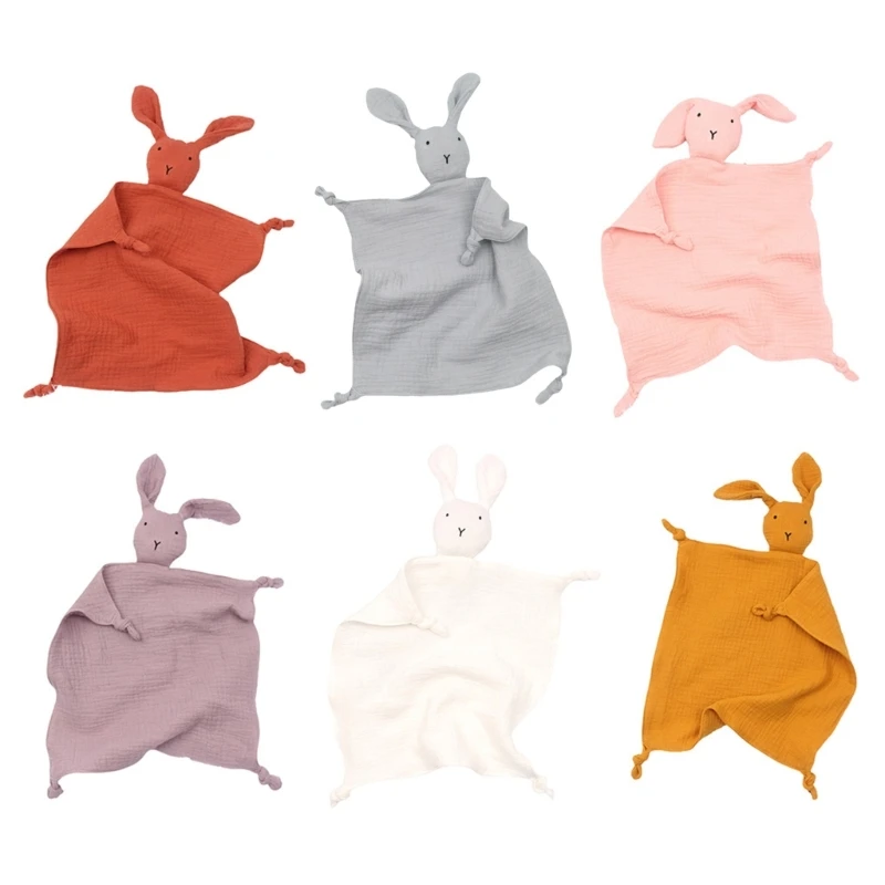 Baby Soothe Blanket Soft Gauze Bibs Teether Burp Cloth Gift Rabbit for Doll Appease Towel Comfort Sleeping Cuddling