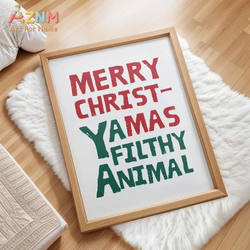 Unframed Canvas Wall Art Retro Christmas Gallery Wall Santa Tree Bow Text Prints Vintage Xmas Poster for Holiday Home Wall Decor - view 3
