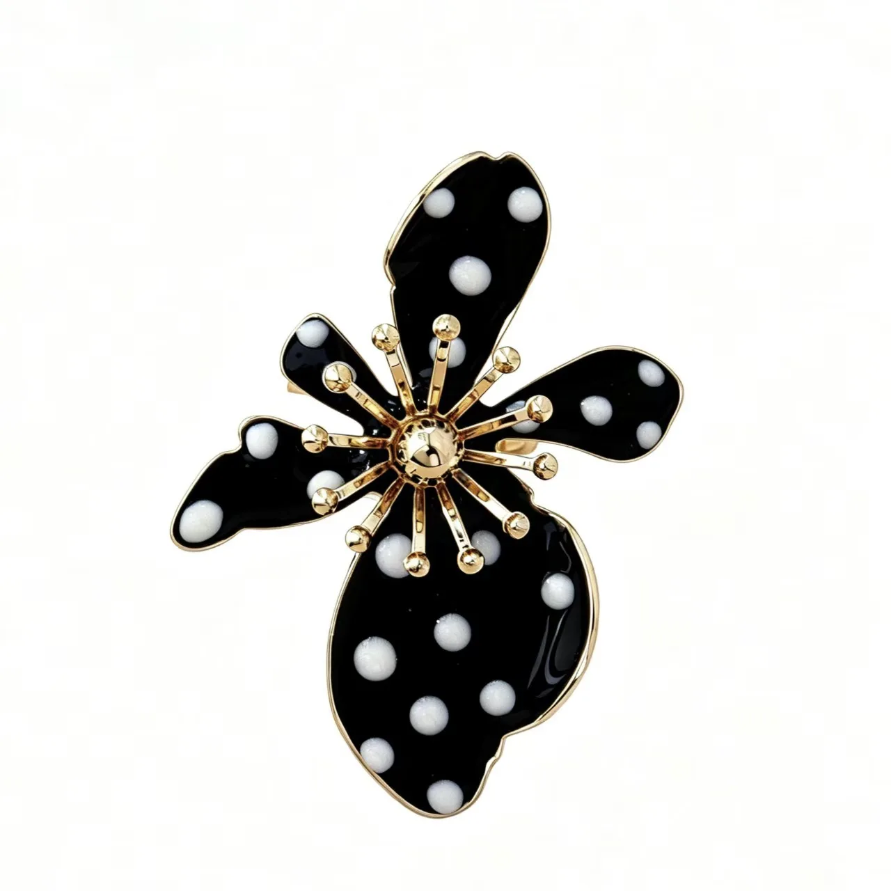 Classic Fashion Black White Polka Dot Flower Irregular Open Rings for Women Unique Personality Ring Holiday Jewelry Daily Wear