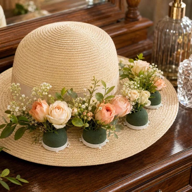 Round Floral Foam Ball With Base Green Flower Arrangement Holder DIY Wine Bottle Bouquets Home Wedding Party Decoration Supplies