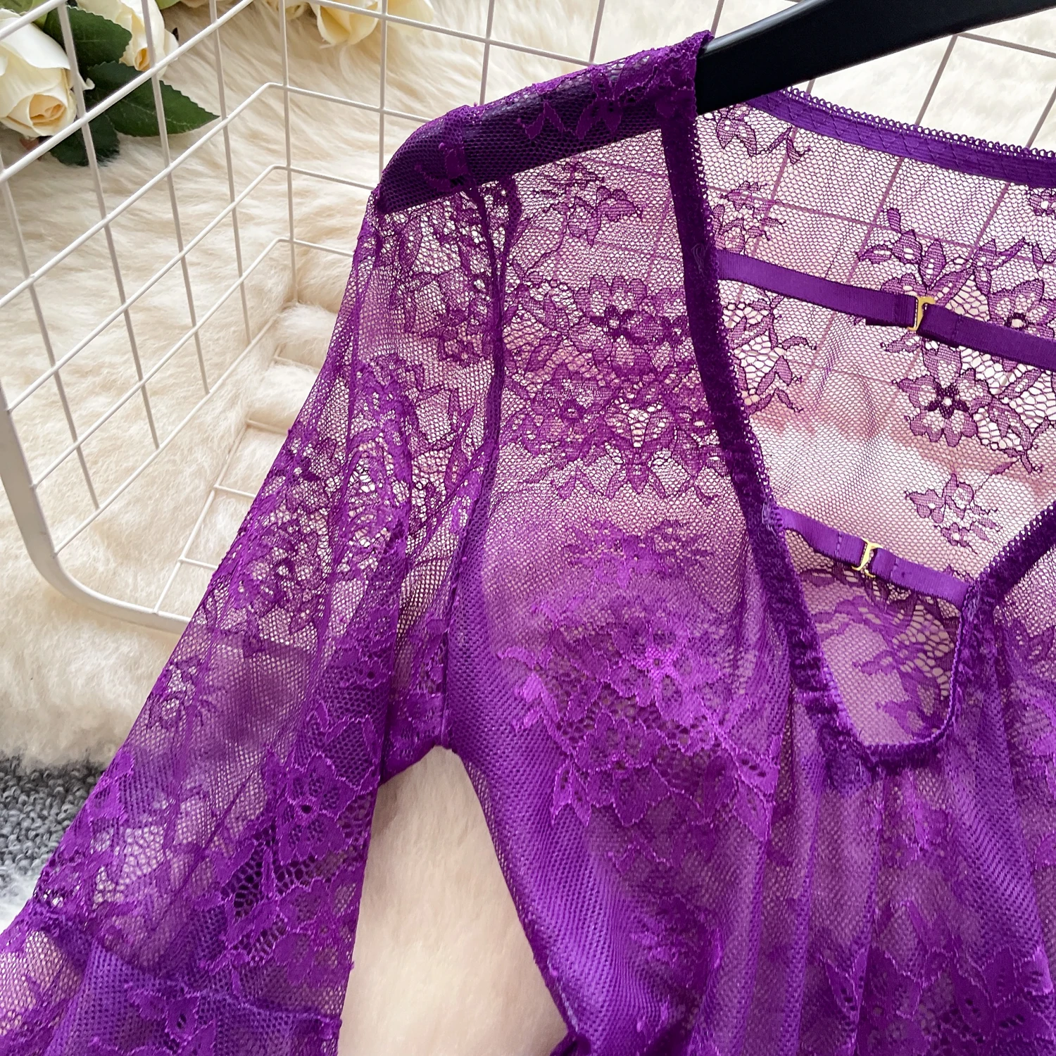 女性シニア向けフレアスリーブレースボディスーツロンパースレディースシアーシースルー薄手ホットスウィートプレイスーツジャンプスーツ女性セクシーナイトアウトナイトウェア