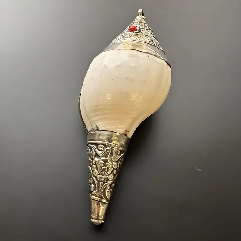 TBP148 Tibetan Silver Capped Natural Conch Shell Big Pendants Sea Snail Decor Arts 80-90mm