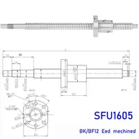 Tornillo de bola CNC C5 1605 brida tuerca de bola única BK/BF12 RM1605 extremo mecanizado CNC SFU1605 200 250 300 350 400 450 500 550 1200 mm