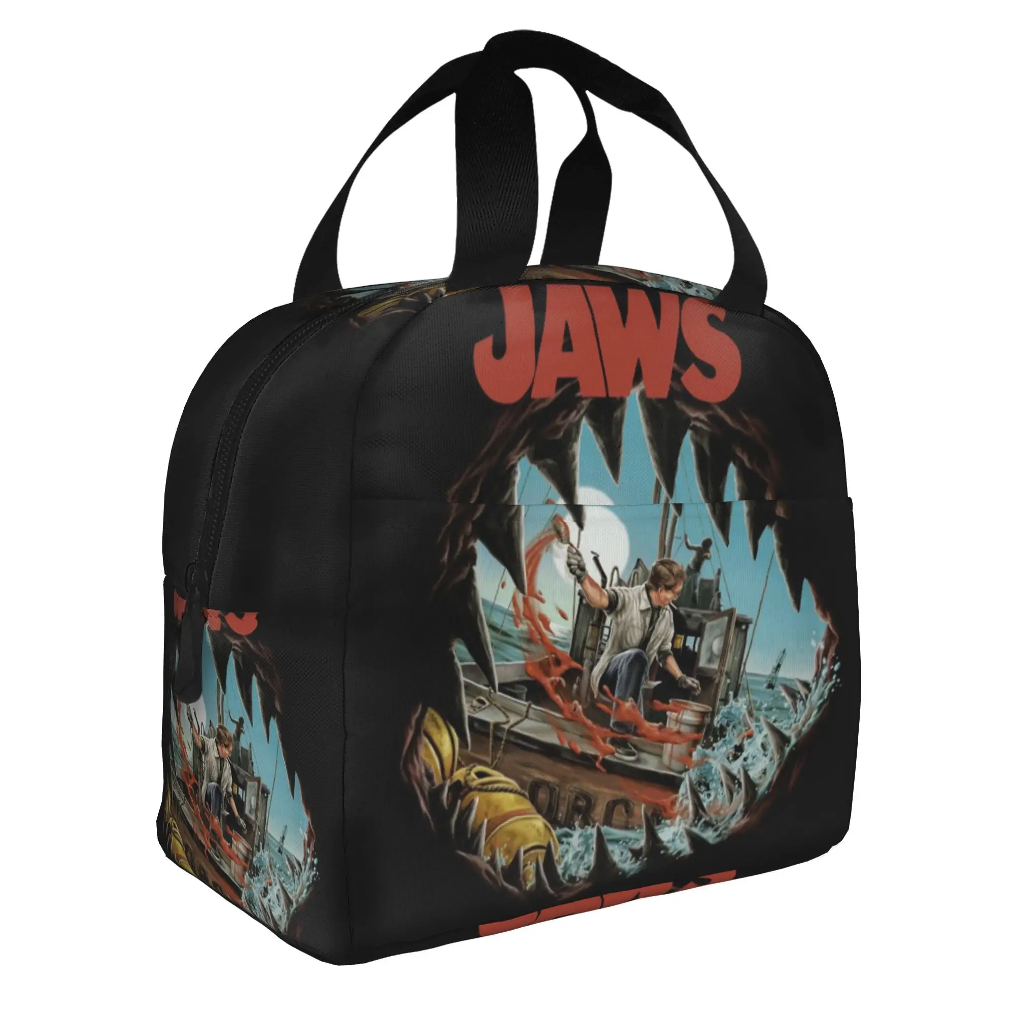 J-Jaw-Shark Thermal Insulated Lunch Bags Women Classic Film Portable Lunch Container for School  Storage Food Box