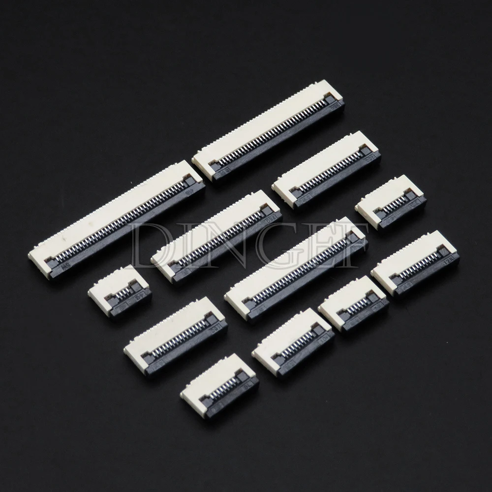 10pcs/lot FPC FFC For Flat Cable Connector 0.5mm 1mm Pitch Under Clamshell Socket 4P 6P 8P 10P 12P 14P 16P 20P 22P 24P 30P 40P