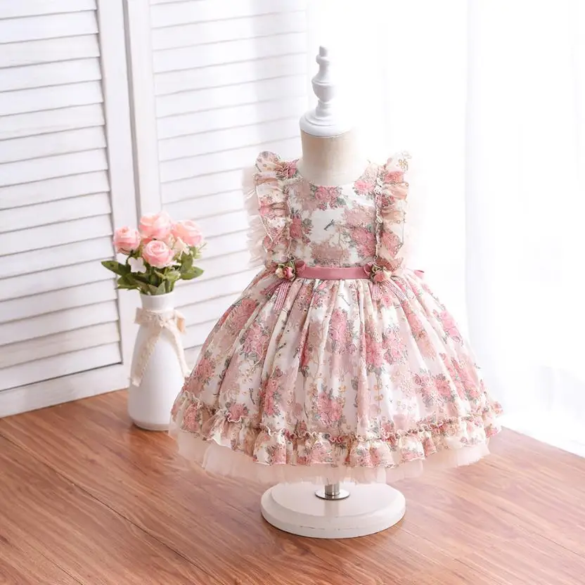 

Spanish Lolita Baby Dress Embroidery Girls Gowns Kids Child Princess 1st Birthday Party Clothes New Born Dresses For Girl A281