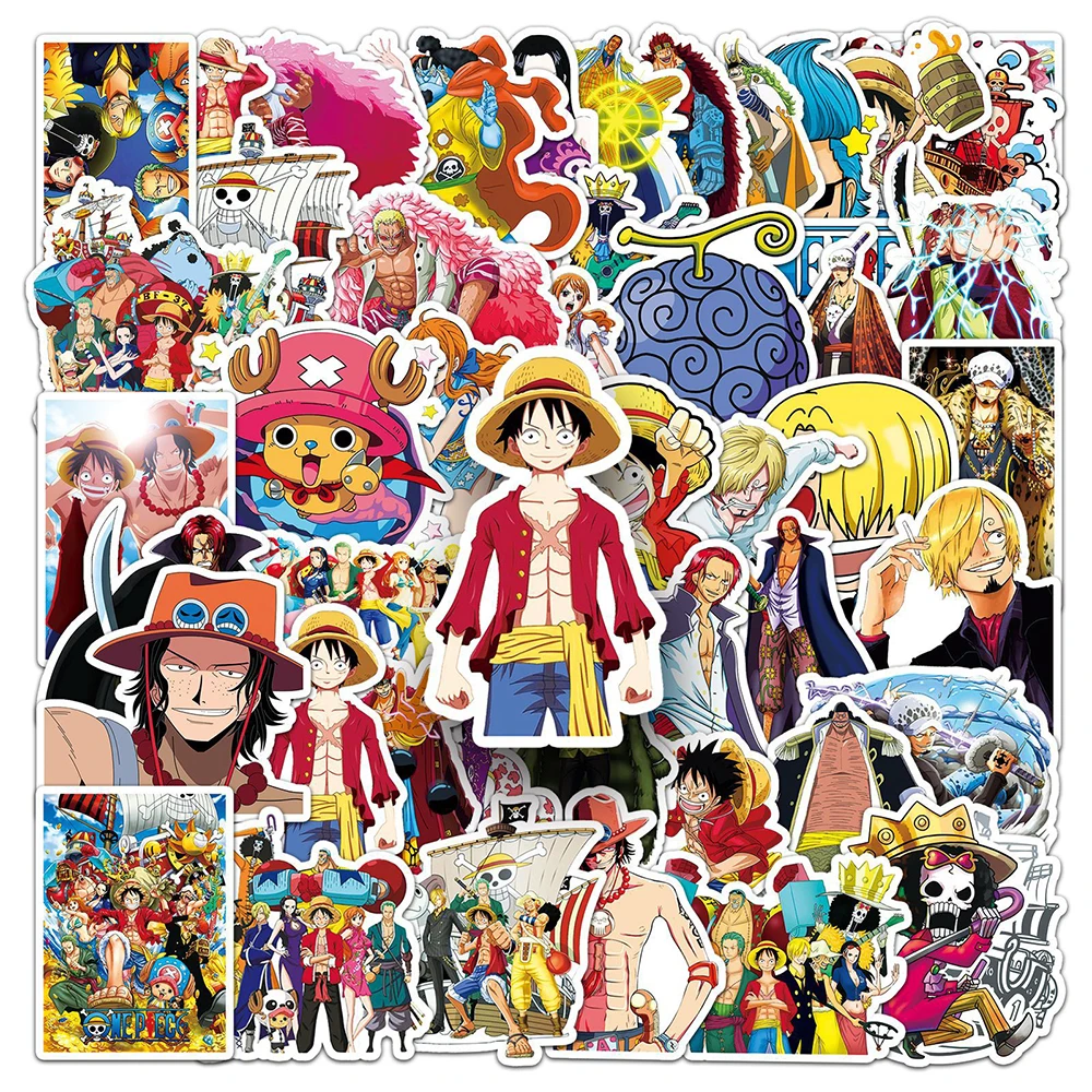 10/30/50 buah Anime satu potong stiker keren kartun Luffy DIY Skateboard Laptop kulkas mobil tahan air stiker menyenangkan untuk mainan anak