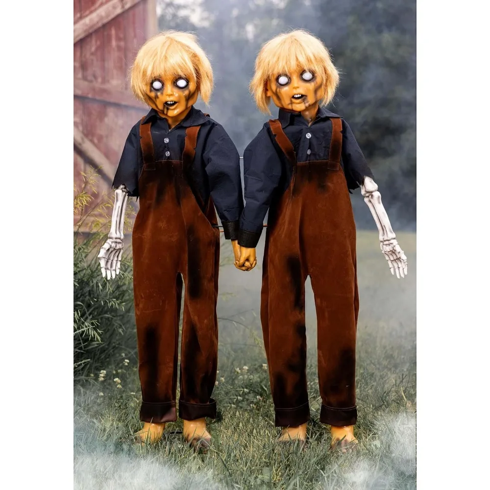 Fun Costumes Creepy Twin Boys Animatronic Halloween Prop | Scary Animatronics Standard