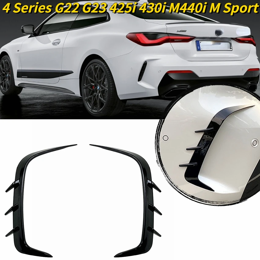 For BMW 4 Series G22 G23 425i 430i M440i M Sport Rear Bumper Splitter Spoiler Air Vent Cover Spoiler Canard Sticker 2020-2021