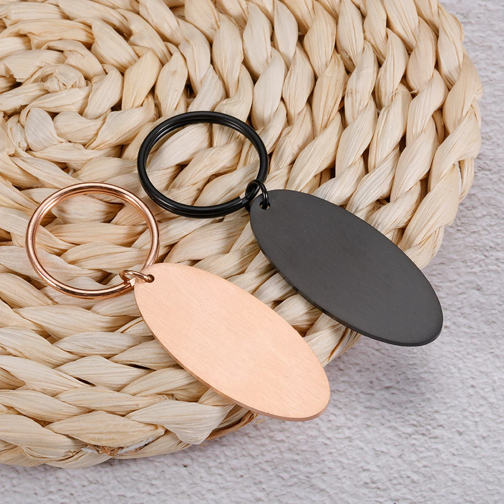 Wholesale 20/50/100Pcs Oval Blank Dog ID Tag Stainless Steel Keychain 45X20mm Custom Logo for DIY Accessories Blank Keychain