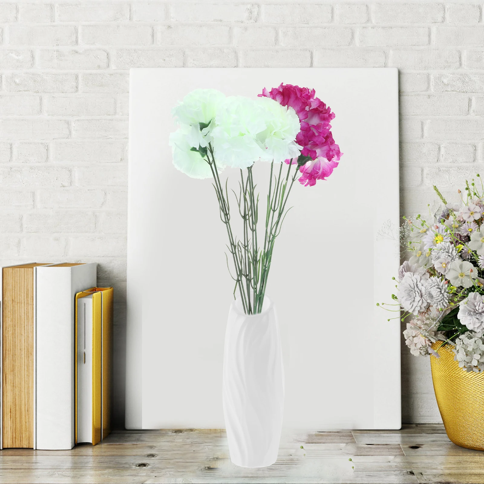 

4Pcs Geometric Vases Unbreakable Plastic Home Decor Dried Flower Storage Smooth Surface Easy Clean Table Centerpiece