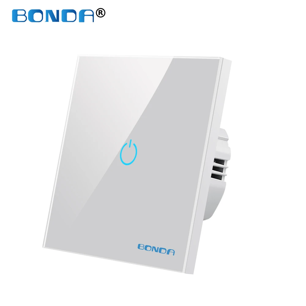 

BONDA Touch Switch EU Standard 220V Waterproof Scratch Resistant Crystal Glass Panel 1 Way 1/2/3 Gang Wall Light Sensor Switch