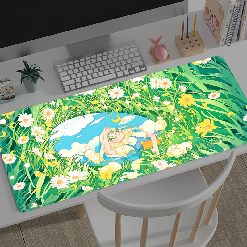 

In Green Plants Gaming Mouse Pad Office Carpet Mouse Mats Gamer Desk Accessories Computer Table Pad PC cartoon gift big Mousepad