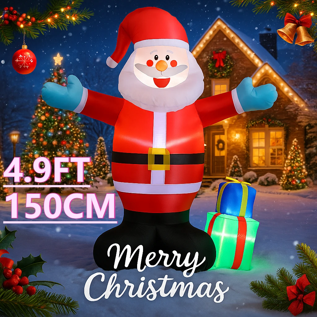 1.5M/4.9FT Giant Santa Claus Holiday Lighting Decor LED Inflatable Xmas Yard Christmas Holiday Lighting Decor Gift Supplies