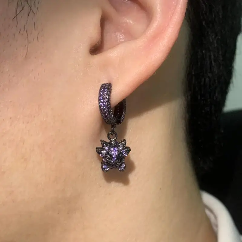 Pokémon Gengar Earrings, trendy and stylish studs, unisex couple style, a thoughtful gift for your partner view 3