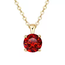 Classic Yellow Gold Cubic Zirconia Pendant 18K Silver Plated - Gold Garnet Red