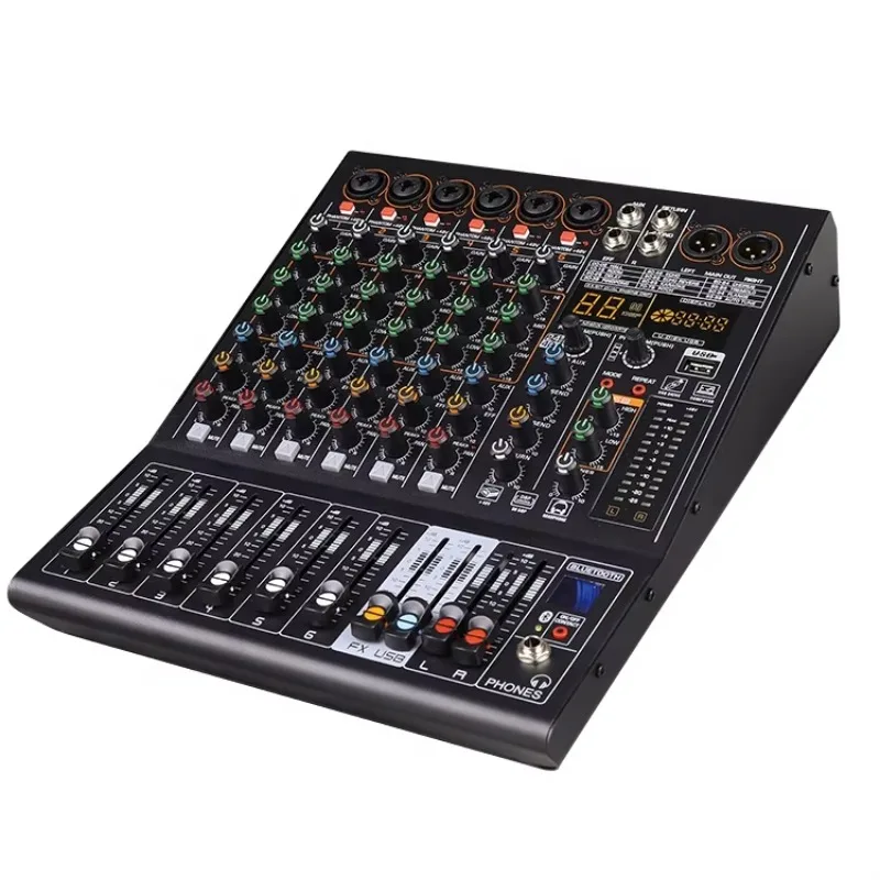 

NX600 NX800 Sound Box 6/8 Channel Blue-tooth Recording Audio Mixer Console With MP3/99DSP/2AUX/3-Band EQ/48V Phantom Power