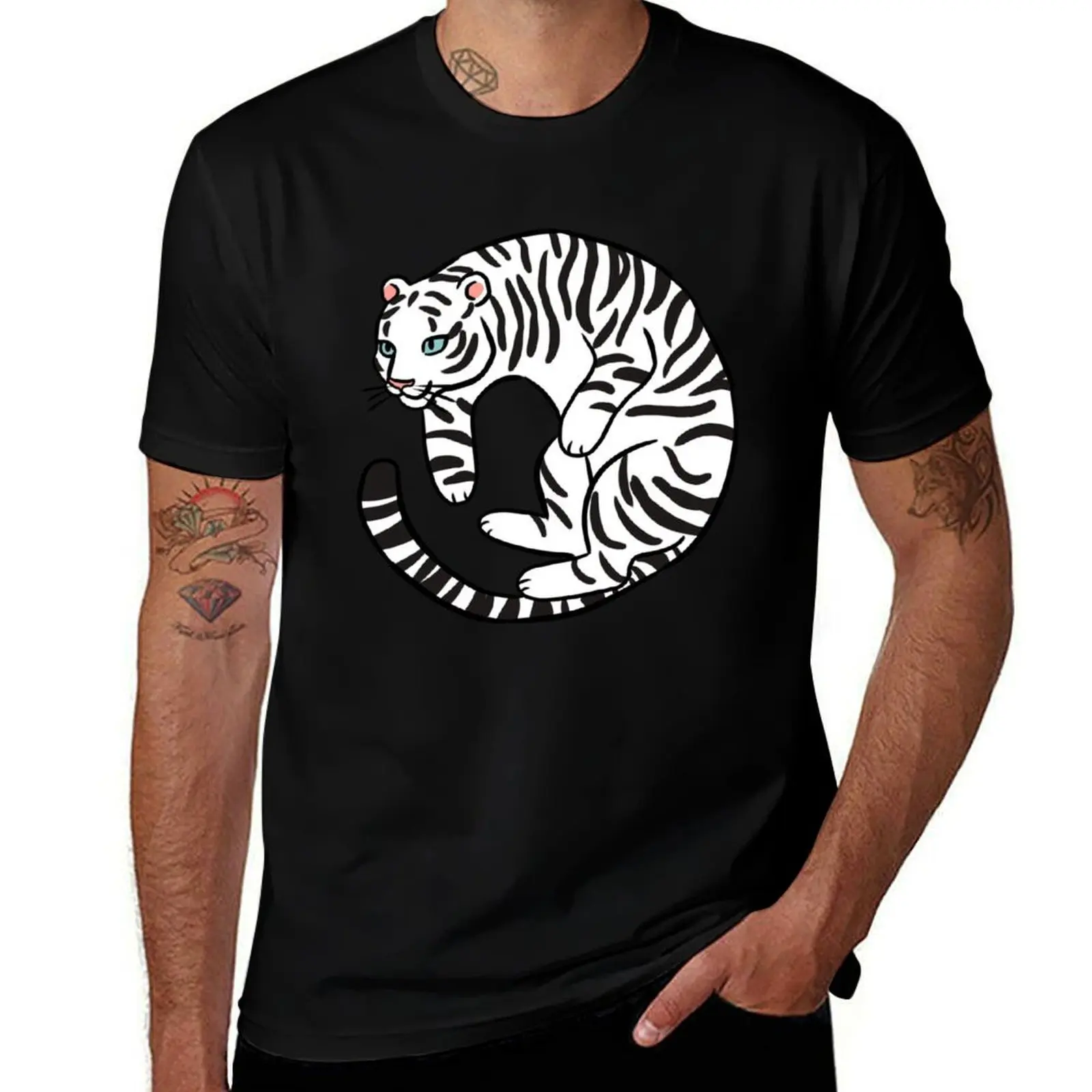 

Cute white tiger illustration T-Shirt man t shirts for men cotton t shirt man T-Shirt