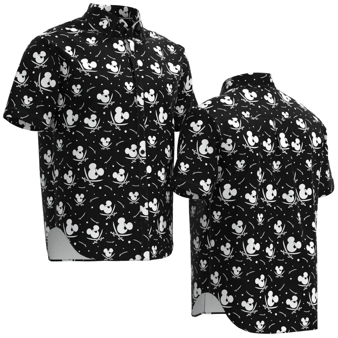 Disney Hawaiian Shirt Mickey Mouse Blindfold Pirate Sword Shirt Disneyland Hawaiian Shirt Fashion Short Sleeve Shirt