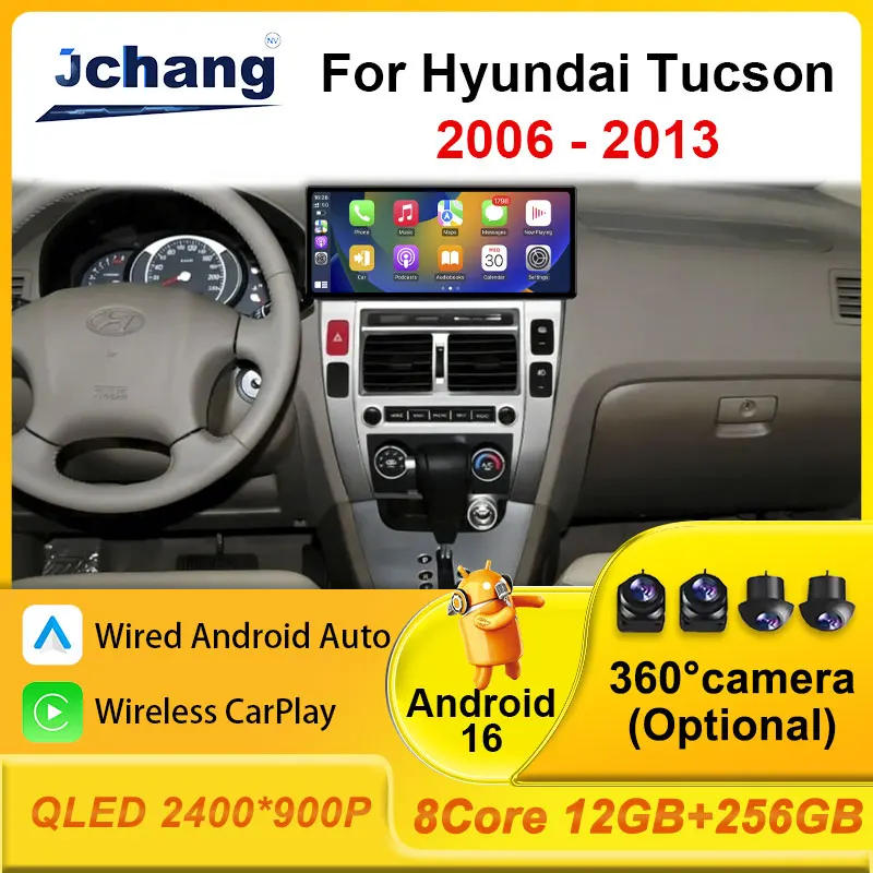 Image of Zubehör Autoradio für Hyundai Tucson 2006 - 2013 2K Wireless CarPlay Video Audio Multimedia Player Android 16 2.5 D Kein 2 din