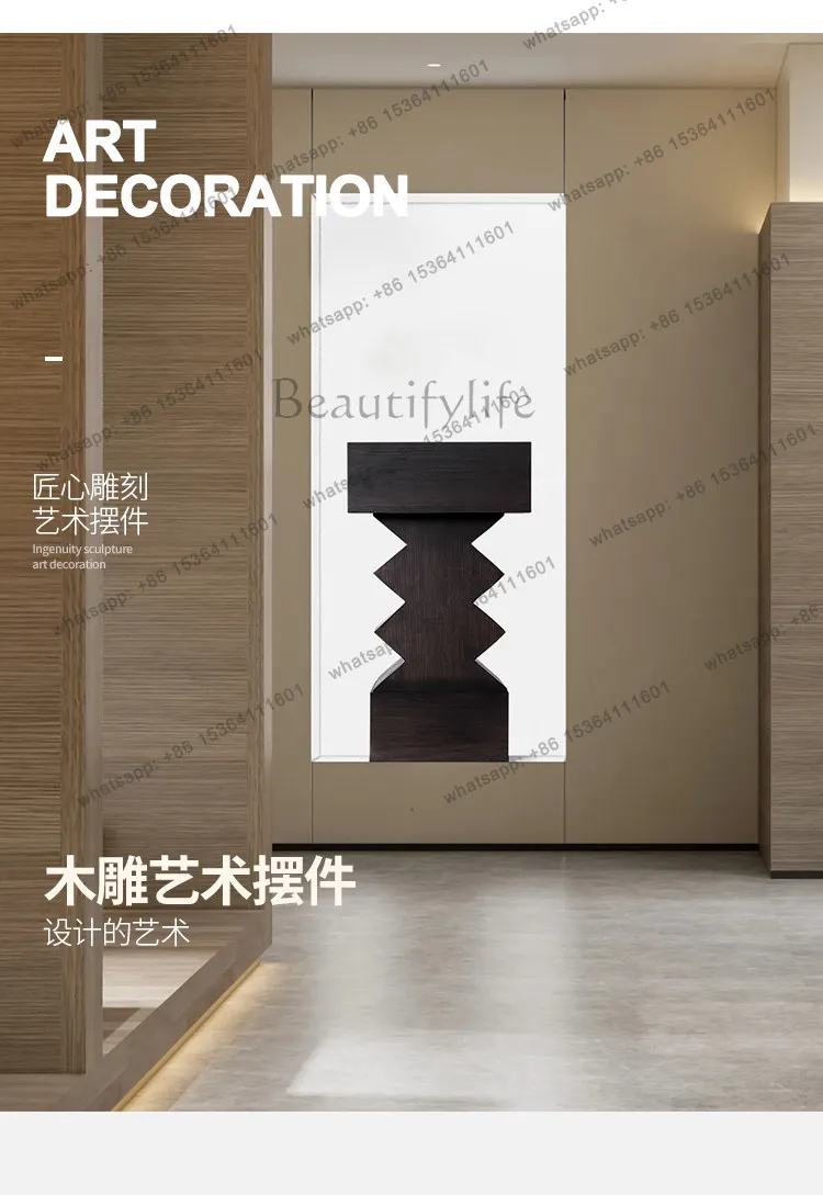 Geometric square wooden pier log flower stand floor ornament B&B hotel wabi-sabi style solid wood base