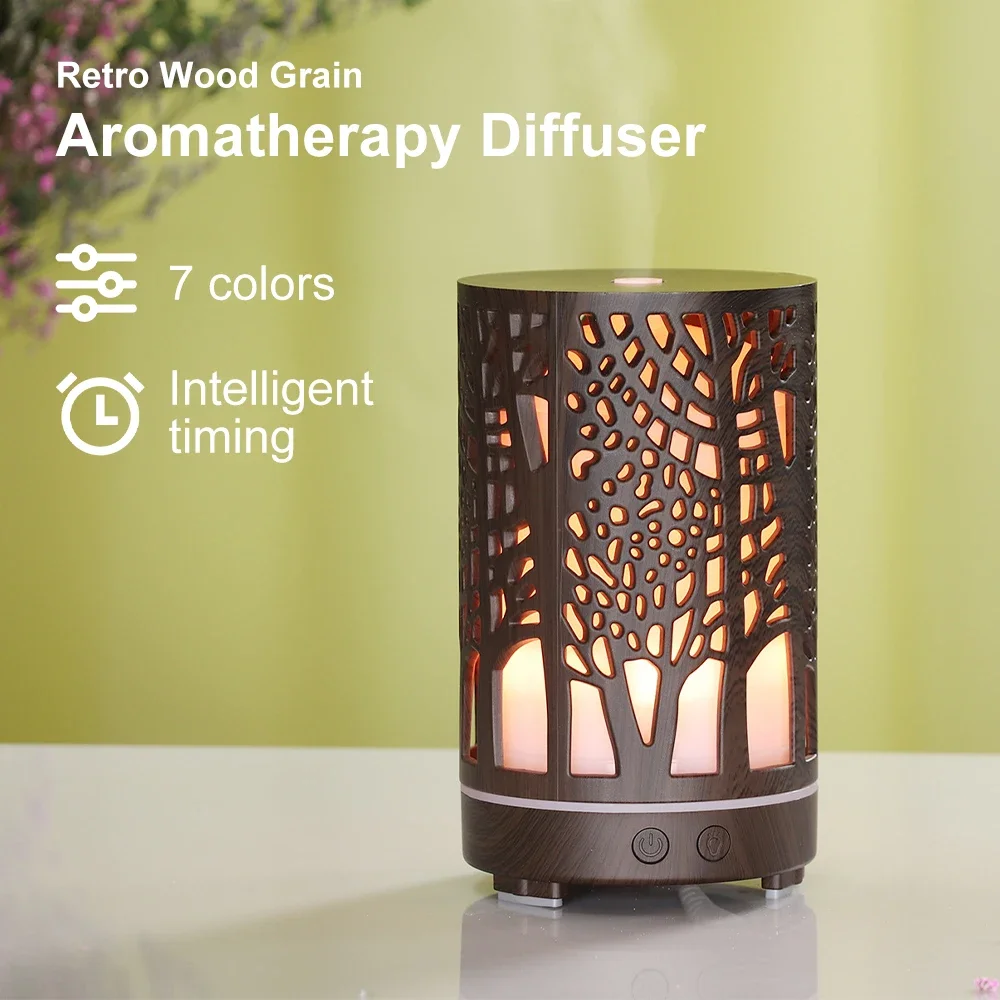 

200ml Essential Oil Diffuser Aroma Diffuser Timing Function Hollow Ultrasonic Air Humidifier Smart Home Appliance with LED Light