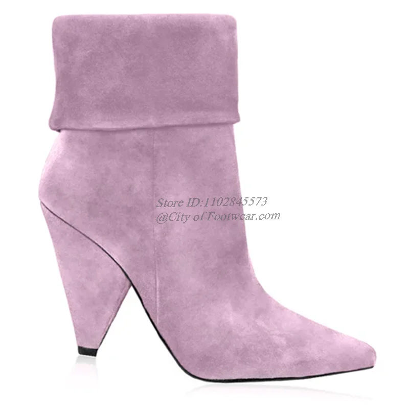 

Suede Pointed Toe Spike Heel Ankle Boots 2024 Winter New in Women's High Heels Booties Colorful Luxury Designer Soft Shoes