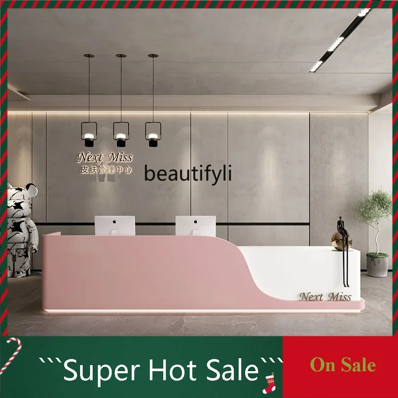 A076 Simple Modern Beauty Salon Barber Shop Cashier Bar Company Reception Counter Creative Training Institution Reception Desk
