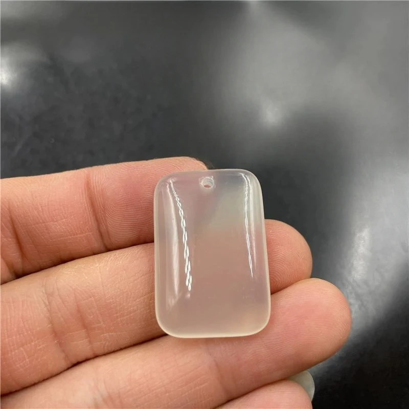 

Ice-white Chalcedony Agate Double-sided Incident Card Pendant Ping an Brand Square Card