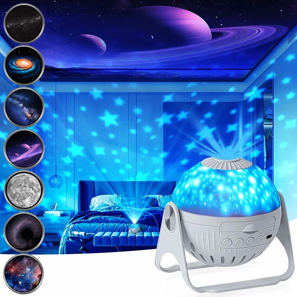 Recarregável LED Star Projector, Luz Noturna, Planetário com Projetor Galáxia, Alto-falante Bluetooth, Decoração do Teto do Quarto em Casa, 32 em 1