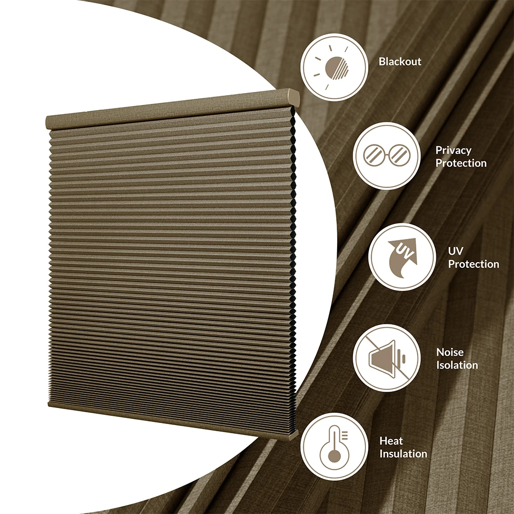 Luxury Window Shades Linen Blackout Cordless Honeycomb Blinds Eco-friendly Fabric Cellular Shades for Home Office