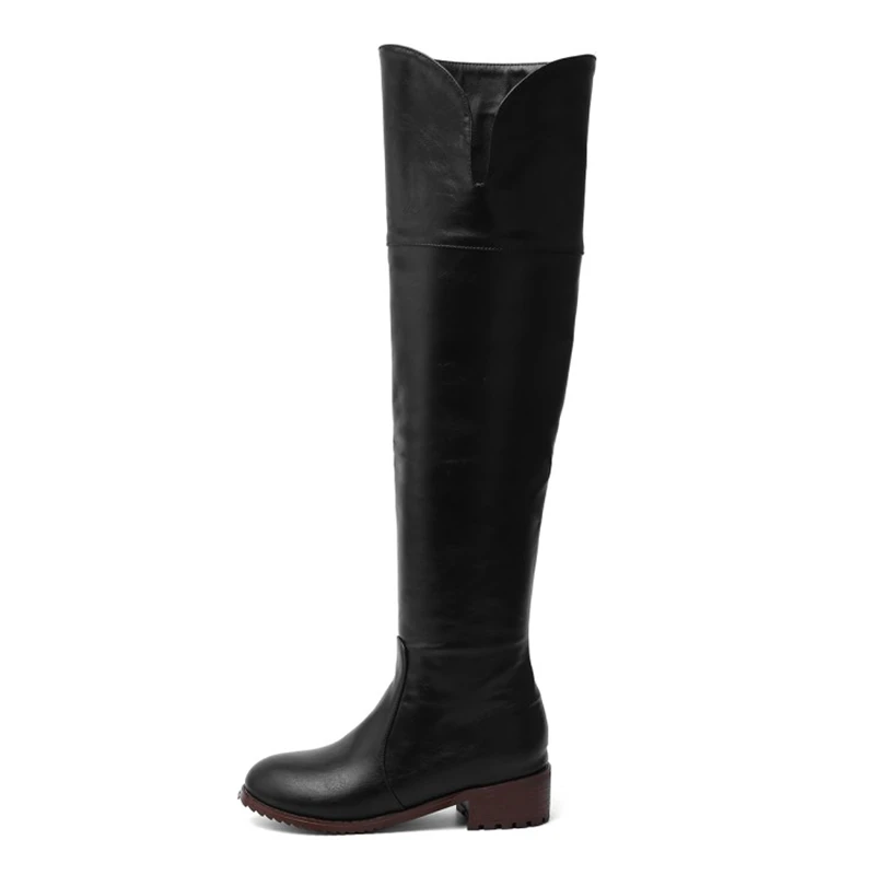 

ORCHA LISA Shoes Women New Casual Women's Over The Knee Heel Boots Black Big Size 45 46 Daily Office Style Fashion On Sale