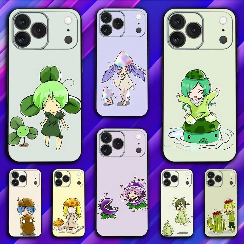 حافظة هاتف P-Plants Cute vs Z-Zombies لهاتف iPhone 17,16,15,14,13,12,11,Pro,Max,Plus,X,XS,SE4,E,Mini,Soft Black Case