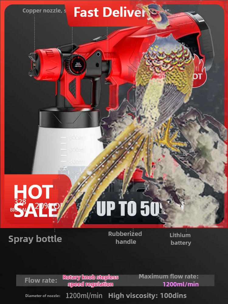 

【Fast Delivery】1000ML Cordless Spray Gun For 18V Battery Electric HVLP Rechargeable Paint Sprayer For Car Home Windows Power To