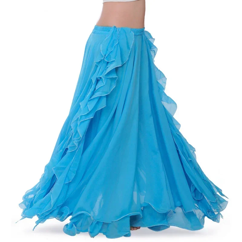 Chiffon Double High Slits Oriental Belly Dance Skirts For Women (Without Belt) Bellydance Costume Accessoires Skirt