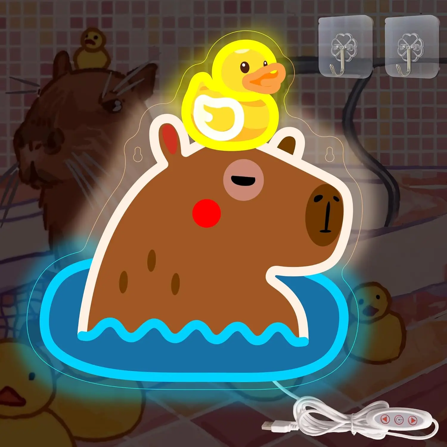 

Colorful Capybara Neon Light Sign Powered Dimmable Aesthetics Neon Sign For Wall Decor Room Party Shop Club Decor Birthday Gift