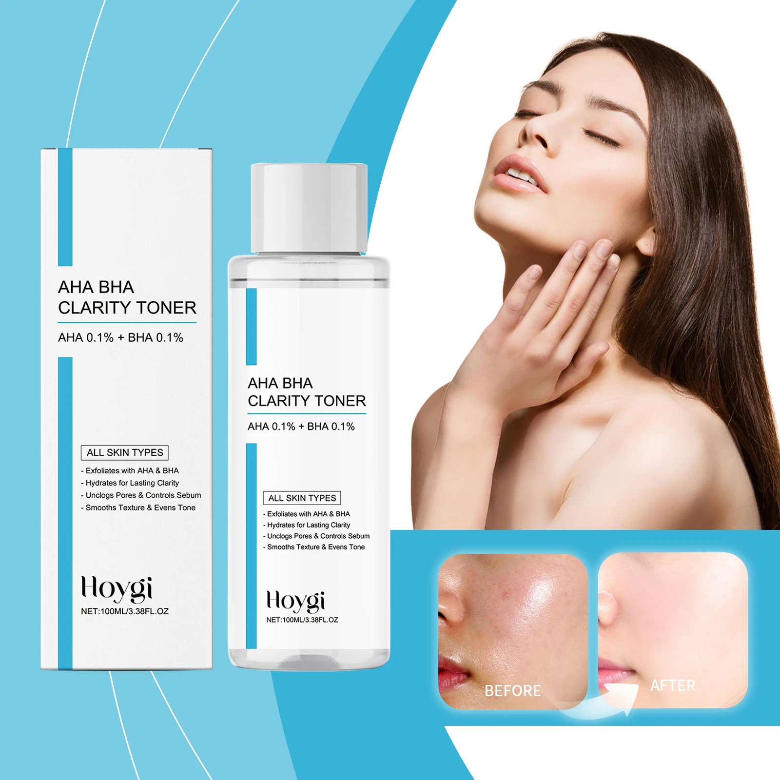 Exfoliating & Oil-Control Toner,Deep Pore Cleansing&Blackhead Eraser,Long-lasting Oil Control For Shine Free Finish,Soothing & Anti Redness With Centella Asiatica,Fading Post Acne Marks&Hyperpigmentation,Texture Smoothing For Glass Skin,Vegan&Cruelty-Free